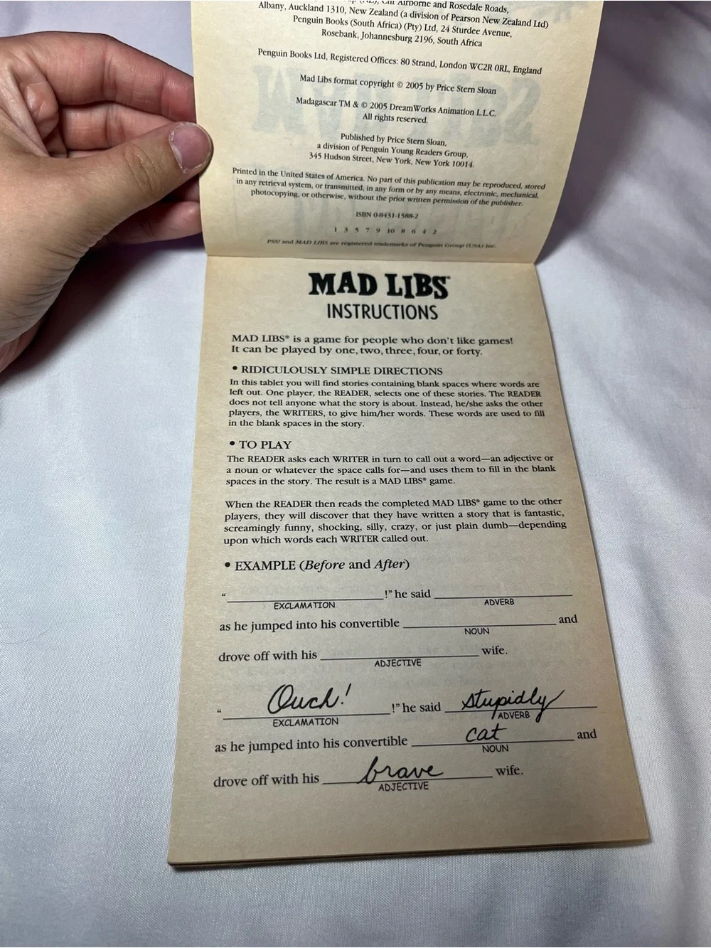 Vintage Mad Libs Madagascar 2005 DreamWorks Movie Paperback Activity Book New